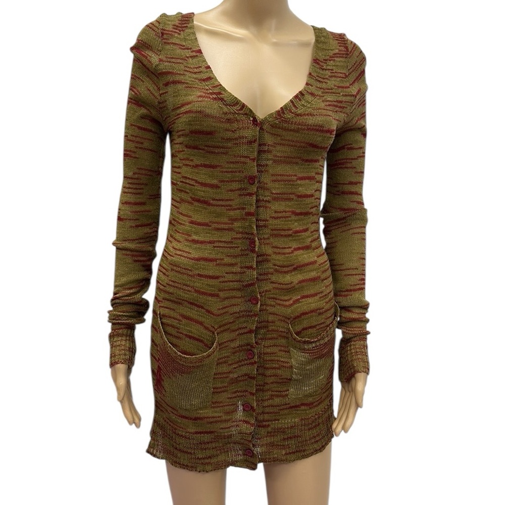 New York Yoki Collection Beach Knit Tunic Length Acrylic Cardigan Womens Small
